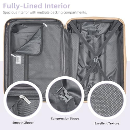 LARVENDER Expandable Carry on Luggage Sets 3 Piece Suitcases Set, Lavender - color: Lavender-20inch BP, size: 3 piece set(BP/TB/20)