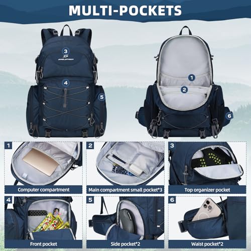 Maelstrom 40L Waterproof Hiking Backpack, Lightweight Travel Daypack - color: Blue
