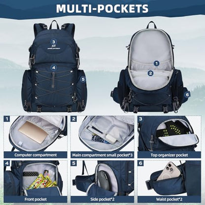 Maelstrom 40L Waterproof Hiking Backpack, Lightweight Travel Daypack - color: Blue