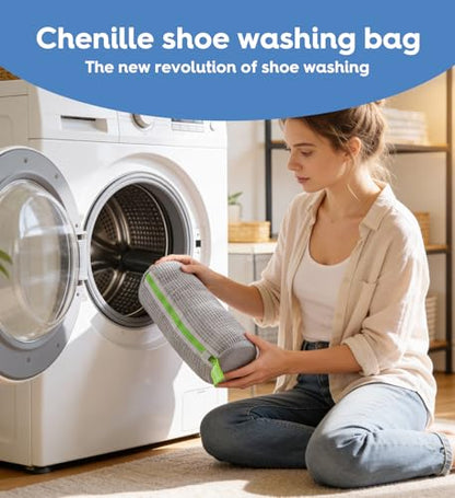 VASSON Shoe Washing Machine Bag, 2 Pack XL Laundry Bags for Sneakers - color: 2Pack Cool Grey / Greenery