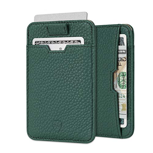 Vaultskin CHELSEA Slim Leather Card Wallet for Men, RFID (Matt Green) - color: Matt Green