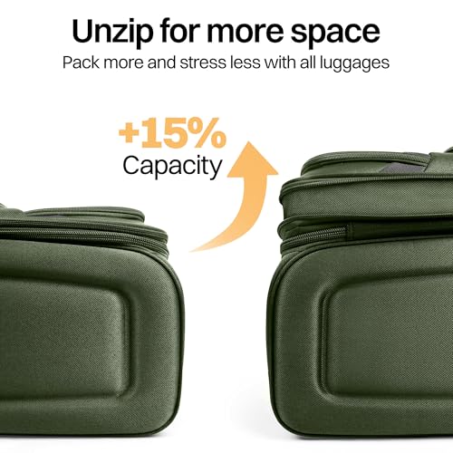28" Checked Luggage,Softside Luggage w/4 Spinner Wheels - color: Green-Grey, size: Checked-Large 28-Inch