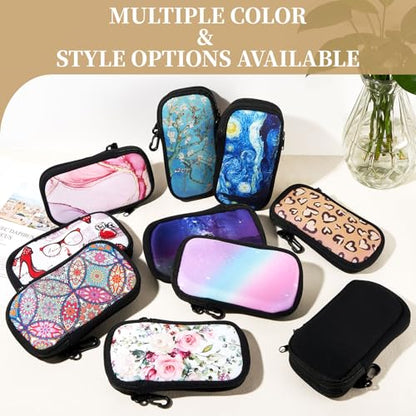 QIUTIMIY Sunglasses Soft Case Zipper Double Eyeglass Case with 2 Compartments 1 Belt Clip - color: Gradient