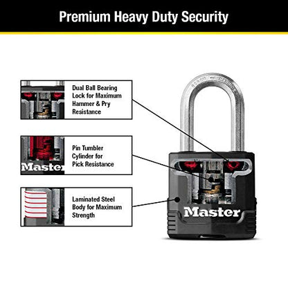 Master Lock Magnum Outdoor Padlock, Heavy-Duty Keyed Lock, 4-Pack, M115XQLF - size: 4 Count (Pack of 1), style: Padlock