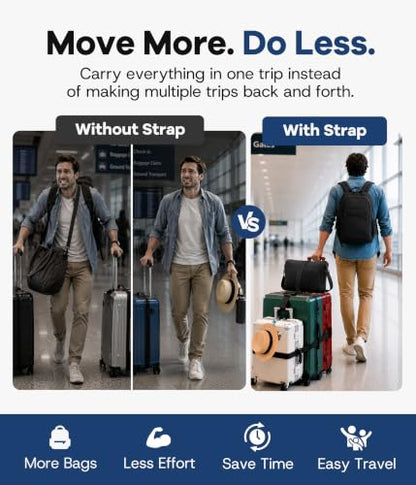 Adjustable Luggage Connector Straps for Suitcases, Multi Luggage Strap Kit for Family & Solo Travel, Keep Bags Together, Hands-Free Travel Strap for Carry-On & Checked Luggage