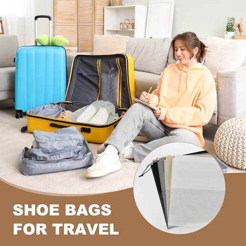 PATIKIL Shoe Bags for Travel 16" Dustproof Drawstring Bags Dust Cover 6Pcs - color: Black, size: 16"
