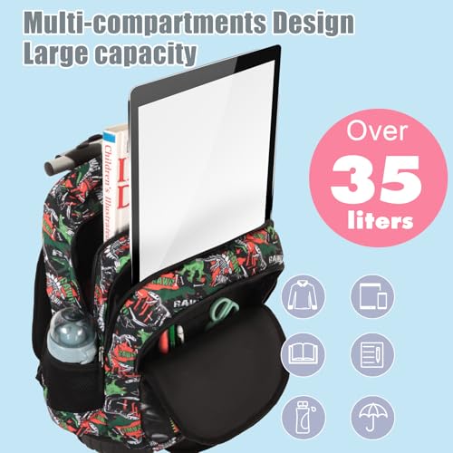Tilami Rolling Backpack for Boys and Girls,Sunflower - color: Hello Dino