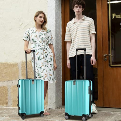 KROSER Carry On Luggage Suitcase Rolling Luggage, Carry-On 20-Inch - color: Lake Blue