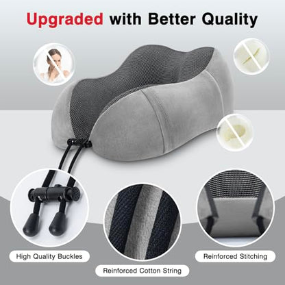 urnexttour Neck Pillow Airplane Travel Pillow 2 Pack Black and Grey - color: Black&grey