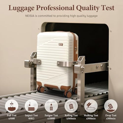 NEISIA 6 Piece Hardside Luggage Set, PC+ABS Suitcase with Spinner Wheels & TSA Lock, Gray - color: Grey, size: 6-Piece Set (14/20/24/28/DB/TB)