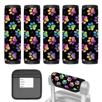 5Pcs Paw Print Neoprene Luggage Handle Wraps for Travel - style: Paw Print