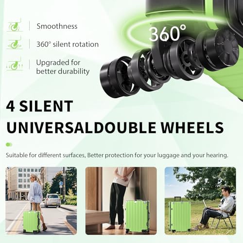 Krute Zipperless Luggage 28inch Checked Hard Shell Suitcases with Wheels - color: Green, size: Large (28 Inch)