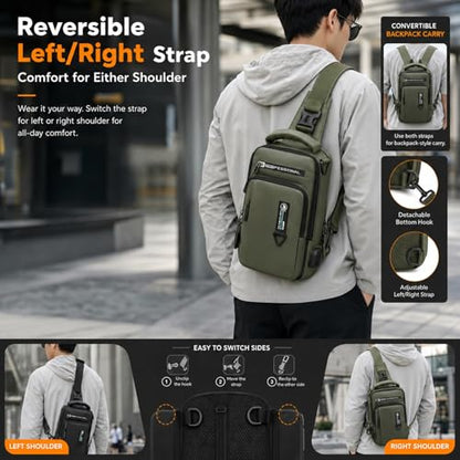 Water Resistant Sling Shoulder Crossbody Bag for Men - color: Green