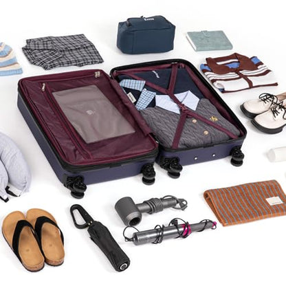 3 Piece Airline Approved Hardcase Carry on Luggage Set 20" Deep Blue | Scratch Resistant ABS Build with Ergonomic Telescopic Handle Smooth Spinner Wheels 22x14x9 Travel Set TSA Lock - color: PorscheBlue, size: 3 piece
