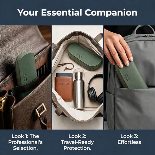 Glasses Case hard shell,3-in-1 Sunglasses Case & Eyeglass Case with Cleaning Cloth & Storage Pouch - color: Green, size: Medium