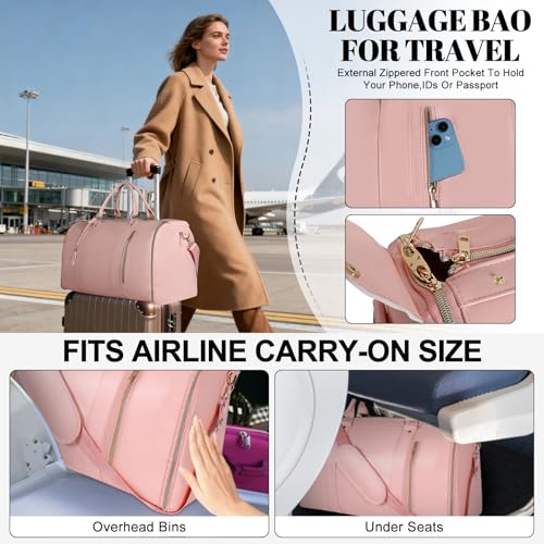Geestock 2-in-1 Convertible Garment Bags for Travel with Shoe Pouch, Pink - color: Pink