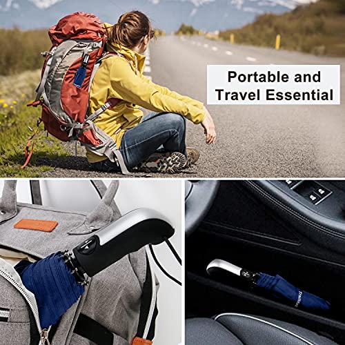TradMall Travel Umbrella Windproof 56 Inches Canopy, Navy Blue - color: Navy Blue, size: 56 Inches
