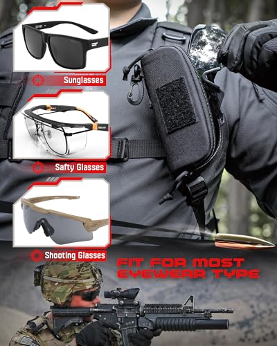 Wynex Tactical Molle Glasses Pouch, Shockproof Eyeglass Case for Glasses - color: Black