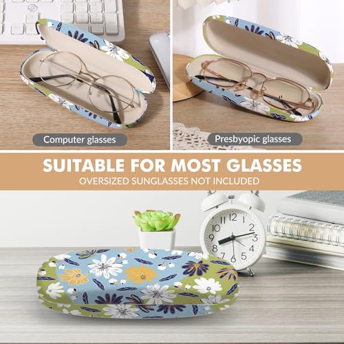 Glasses Case Hard Shell,Portable Protective Eyeglasses Case, Eyeglass Holder Box with Cleaning Cloth,for Women Men - color: Floral Print 1