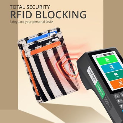 Oak Leathers Leather Wallet RFID Protection - Slim Card Holder - color: Zebra