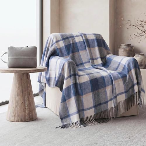 Soft Pure Wool Throw Blanket, Lightweight Warmth, Blue, 55"x83", - color: Ocean Cloud, size: Standard (1.5 lbs)