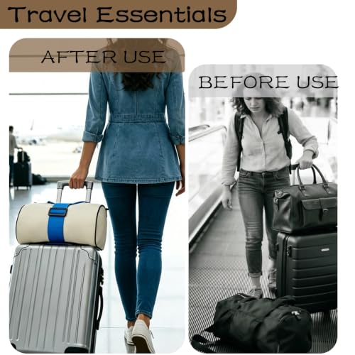 2Pack Adjustable Luggage Straps for Suitcases, Connect Bag to Suitcase (Blue) - color: Blue
