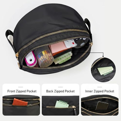WITERY Checkered Crossbody Bag for Women Nylon Bum Bag with Wide Adjustable Strap Fanny Pack Checkerboard Shoulder Handbag - color: Black 2