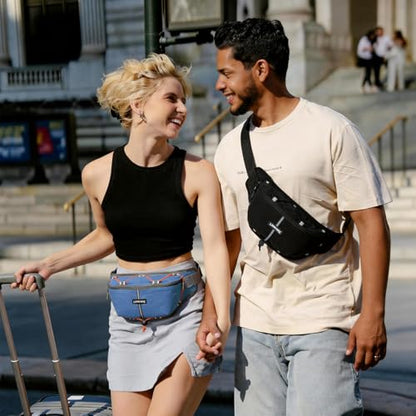 2LFanny Pack for Women Men, Anti‑theft Waist Bag with RFID Blocking - color: Blue