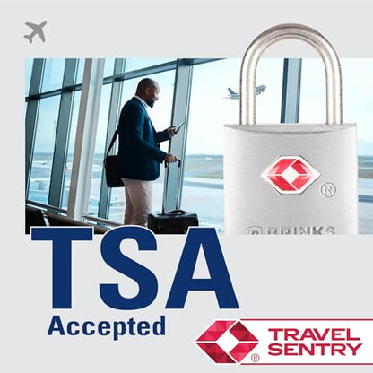 BRINKS TSA Approved Luggage Locks with Keys, 22mm Aluminum, 2 Pack