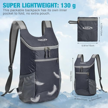 G4Free 10L Lightweight Packable Hiking Backpack, Nylon Daypack Daily Travel - color: Grey, size: Small