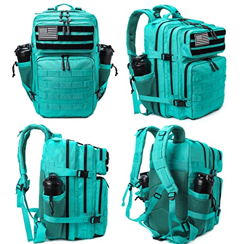 LHI Military Tactical Backpack for Men and Women 45L Army 3 Days Assault Pack Bag Large Rucksack with Molle System Lake Blue - color: Lake Blue