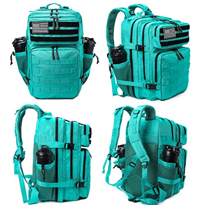 LHI Military Tactical Backpack for Men and Women 45L Army 3 Days Assault Pack Bag Large Rucksack with Molle System Lake Blue - color: Lake Blue