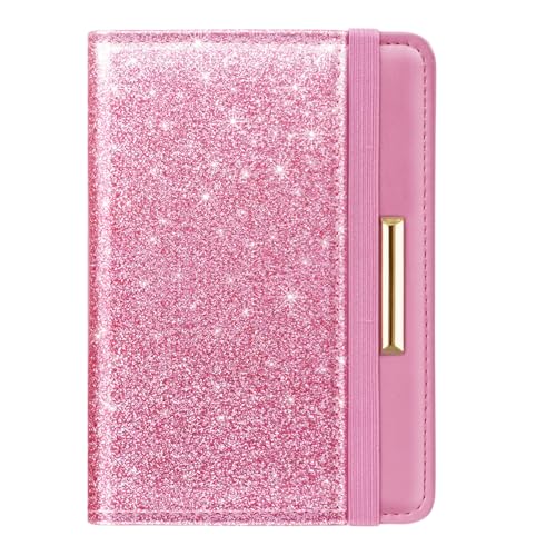 Coco Rossi Passport Holder for Travel Women Slim RFID Passport Cover Wallet - color: Glitter Dark Pink