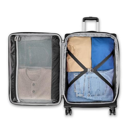 American Tourister 4 KIX 3.0 Checked-Medium Softside Expandable Luggage with 4 Spinner Wheels, Black - color: Black, size: Medium