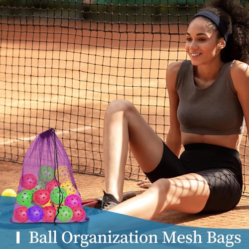 6 Pack Mesh Drawstring Bags with Lock, 14x17 for Gym, Beach, Laundry - color: Purple