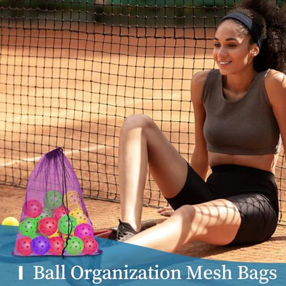 6 Pack Mesh Drawstring Bags with Lock, 14x17 for Gym, Beach, Laundry - color: Purple