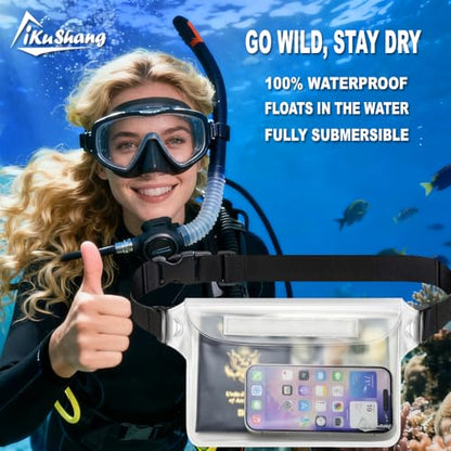 Waterproof Fanny Pack, Dry Bag Phone Pouch for Beach Swimming Kayaking - color: Clear+Clear