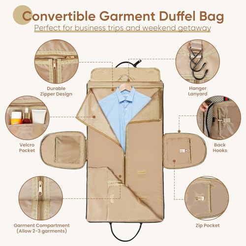 Convertible Garment Bags for Travel, Carry on Garment Duffel Bags - color: Ebony