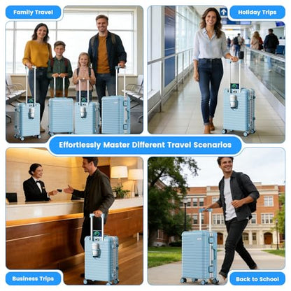 20 Inch Carry on Luggage Airline Approved, Zipperless Hard Shell Suitcase - color: Blue, size: 20 Inch