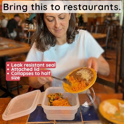 BYOB Collapsible Silicone Food Containers with Attached Lids – Reusable To-Go & Leftover Containers, Platinum Silicone, Leak-Resistant – 4 Pack (White) - color: White 4-Pack