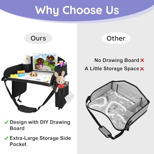 Kids Lap Desk Tray for Road Trip Activities, Portable, Black 2PCS - color: Black-2PCS