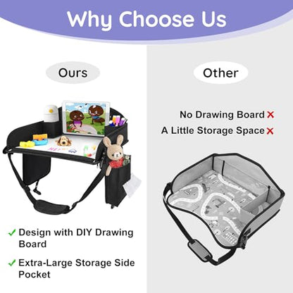 Kids Lap Desk Tray for Road Trip Activities, Portable, Black 2PCS - color: Black-2PCS