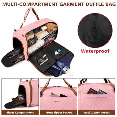 Convertible Garment Bag for Travel, 4-in-1 Backpack for Women Men, 3pcs 50L - color: B-Pink