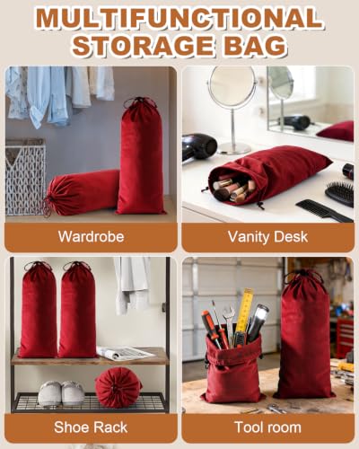 2 Pcs Single Shoe Bags for Travel, Dust Velvet Bag, Rio Red, 17.3x8.6 Inch - color: Rio Red, size: 17.3"x8.6"