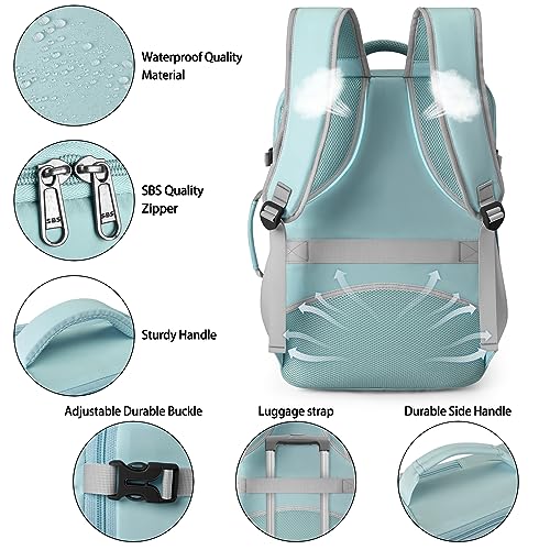 Lubardy Travel Backpack for Men Women 40L Flight Approved Carry on Backpack - color: Green(backpack With 3 Packing Cubes)