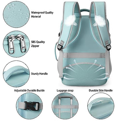 Lubardy Travel Backpack for Men Women 40L Flight Approved Carry on Backpack - color: Green(backpack With 3 Packing Cubes)