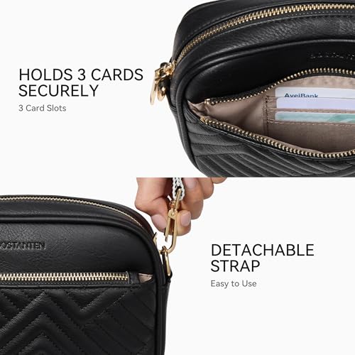 BOSTANTEN Quilted Small Crossbody Bag for Women Vegan Leather Purses - color: Black