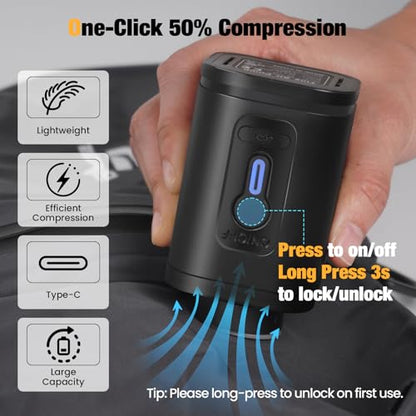 3Pack Vacuum Bags for Travel with Pump,Reusable&Waterproof,Black - color: Black