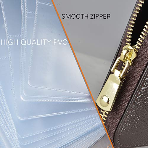 Easyoulife Womens Credit Card Holder Wallet Zip Leather Card Case RFID Blocking (Coffee) - color: Coffee