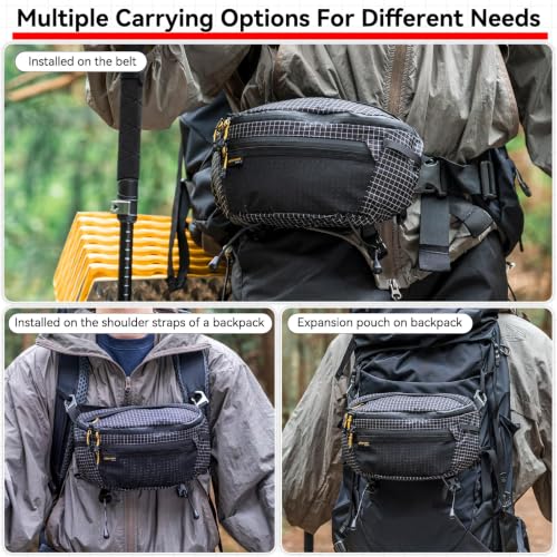 HIKEMAN Waist Bag Strap Pack Pouch for Backpack Lightweight Phone Pocket - color: Grey